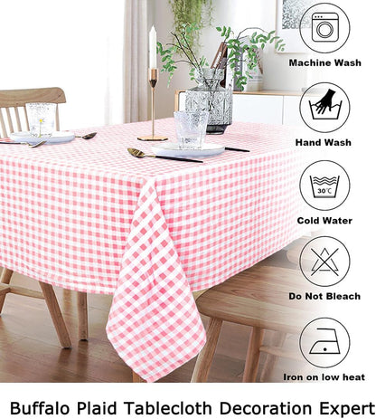 ShinyBeauty Pink Gingham Tablecloth Cotton Table Cloth 54X54 Inch Pink and White Tablecloth Check Table Cloth Square Outdoor Tablecloth Blush Pink Tablecloth Picnic Table Overlay
