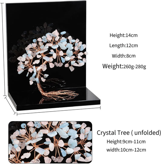 rockcloud Set of 2 Aquamarine and Rose Quartz Crystal Tree Acrylic Decorative Bookends, L-Shaped Heavy Duty Book Ends to Hold Books for Home Office Shelves, Blue&Pink