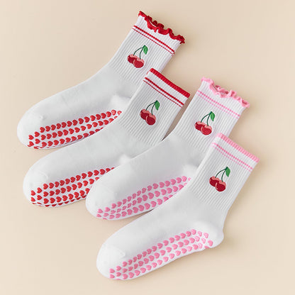 Pilates Socks with Non-Slip Grips Yoga Grippy Barre Workout Athletic Crew Anti-Slip Grip Socks for Women