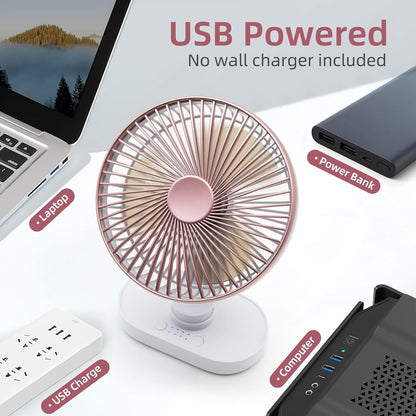Small Oscillating Fan for Bedroom, 4000mAh Battery Powered Rechargeable Fan, 90° Vertical Manual and 120° Oscillating Desk Fan, 4 Speeds Air Circulator Fans, Quiet Table Fans for Home Office Travel