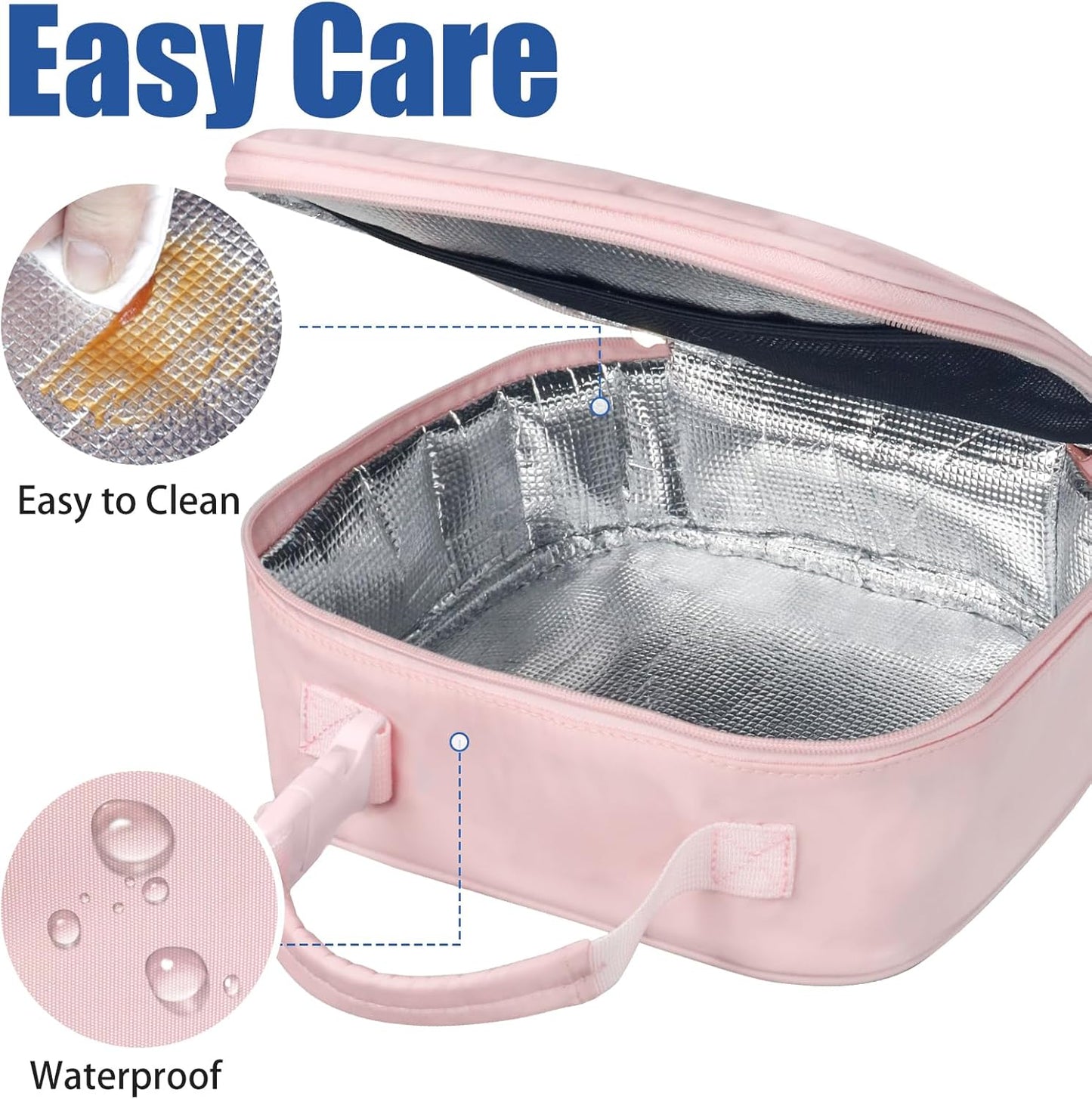 Aosbos Insulated Lunch Bag for Women - Cute Small Quilted Lunch Box Cooler for Work, Office, Picnic - Soft, Portable Adult Lunch Bags, Pink