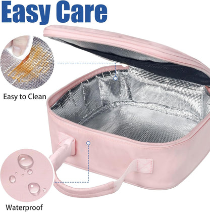 Aosbos Insulated Lunch Bag for Women - Cute Small Quilted Lunch Box Cooler for Work, Office, Picnic - Soft, Portable Adult Lunch Bags, Pink