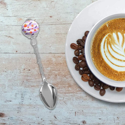 Cute Peaches and Eggplants on Stripes Pattern Novelty Collectible Demitasse Tea Coffee Spoon
