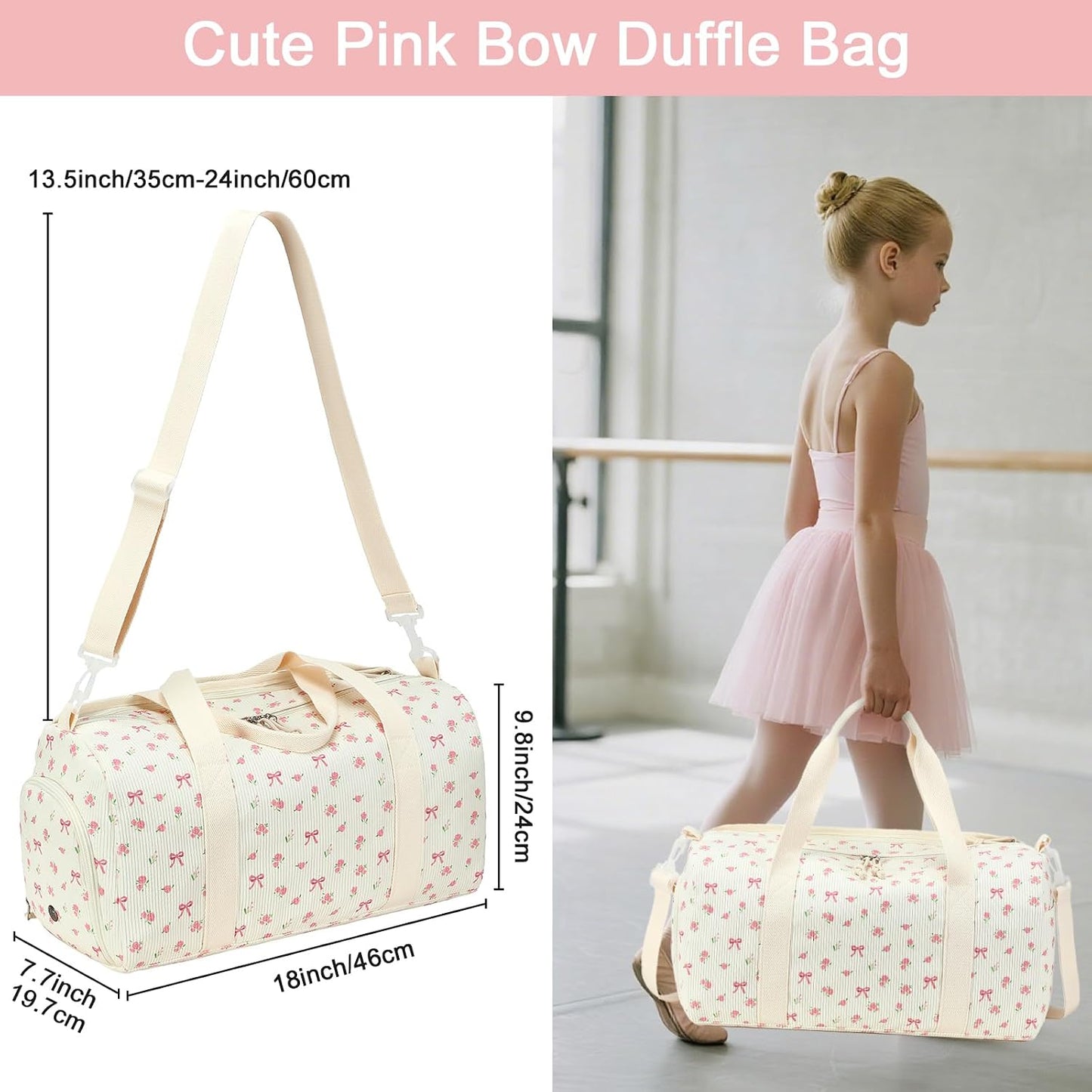 BTOOP Duffle Bag for Gym Sports Women Girls Workout Travel Bag Weekender with Shoe Compartment and Wet Pocket