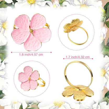 Patelai 50 Pcs Flower Napkin Rings Bulk Pink Gold Cloth Napkin Holder Floral Serviette Buckle Elegant Table Decor for Wedding Birthday Baby Shower Christmas Party Dinner Banquet Daily Use