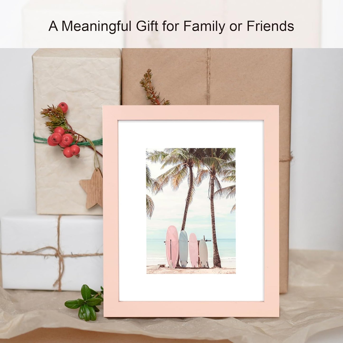 Hongkee 5x7 Picture Frame (4 Pack, Pink) Made of Real Glass and Wooden Frame - Display Pictures 4x6 with Mat or 5x7 Without Mat, 5 by 7 Photo Frames TableTop Display and Wall Mounting