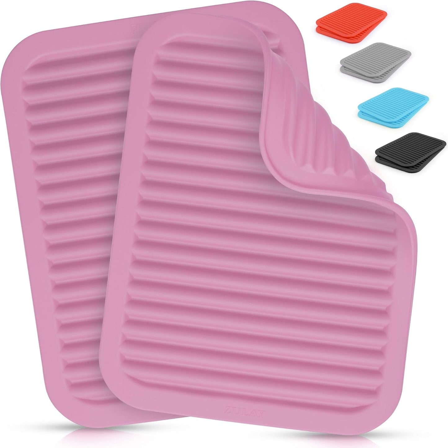 Zulay 2-Pack 9"x12" Silicone Trivets for Hot Pots & Pans – Heat-Resistant, Non-Slip Trivet Mats – Durable, Flexible, Multi-Purpose Hot Pads for Kitchen Counter & Table - Pink