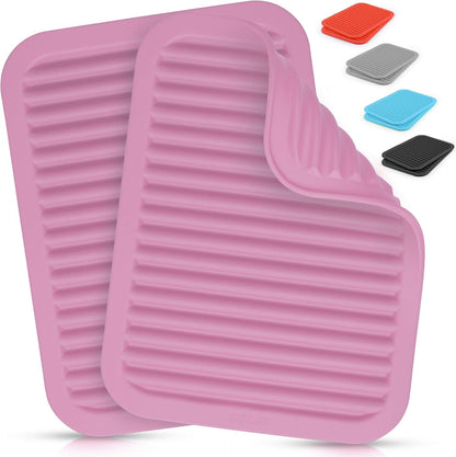 Zulay 2-Pack 9"x12" Silicone Trivets for Hot Pots & Pans – Heat-Resistant, Non-Slip Trivet Mats – Durable, Flexible, Multi-Purpose Hot Pads for Kitchen Counter & Table - Pink