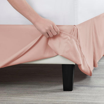 Nestl Peach Beige Bed Skirt Queen Size - Queen Bed Skirt 14 Inch Drop - Brushed Microfiber Bed Skirts - Hotel Quality Pleated Bed Skirt - Shrinkage & Fade Resistant
