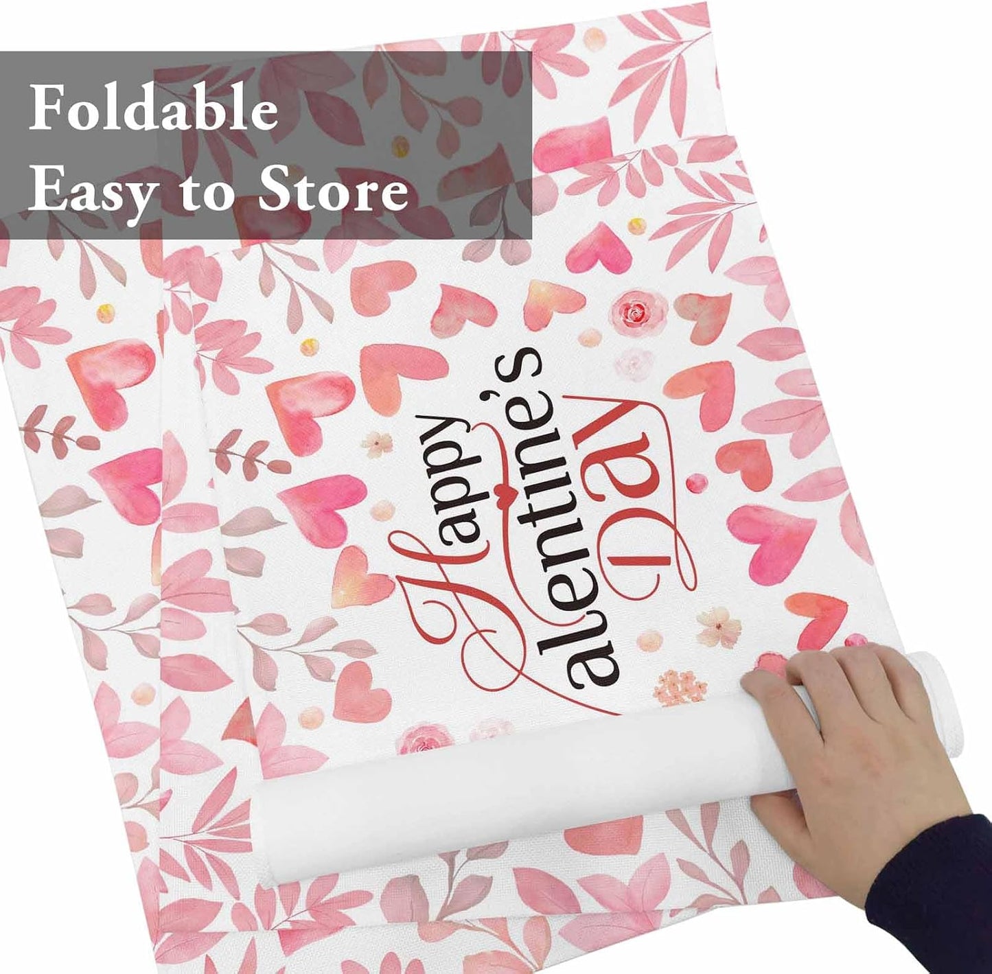 Valentine's Day Placemats for Dining Table Set of 6 Peach Pink Love Floral Modern Romantic Cotton Linen Cloth for Square/Rectangle/Round Table Mat Placemat, Kitchen Dinner Holiday Décor