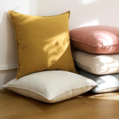 OTOSTAR Pack of 2 Linen Solid Throw Pillow Covers 18 x 18 Inch Boho Decorative Pillowcases Soft Accent Pillow Covers for Sofa Couch Chair Bedroom Farmhouse Home Decor Cushion Covers, Pink
