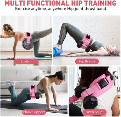 Hip Thrust Belt for Dumbbells & Barbells, Premium Leather Non-Slip Glute Bridge Pad for Booty & Lower Body Workouts, Adjustable Weight Belt for Women Home Gym Training