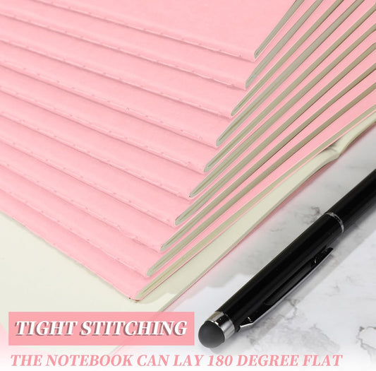 Thenshop 30 Pcs A5 Kraft Notebooks Blank Journal Bulk Unlined Paper Sketchbooks Composition Notebooks 60 Pages 8.3 x 5.5 Inch for Students Office School Back to School Supplies(Pink)