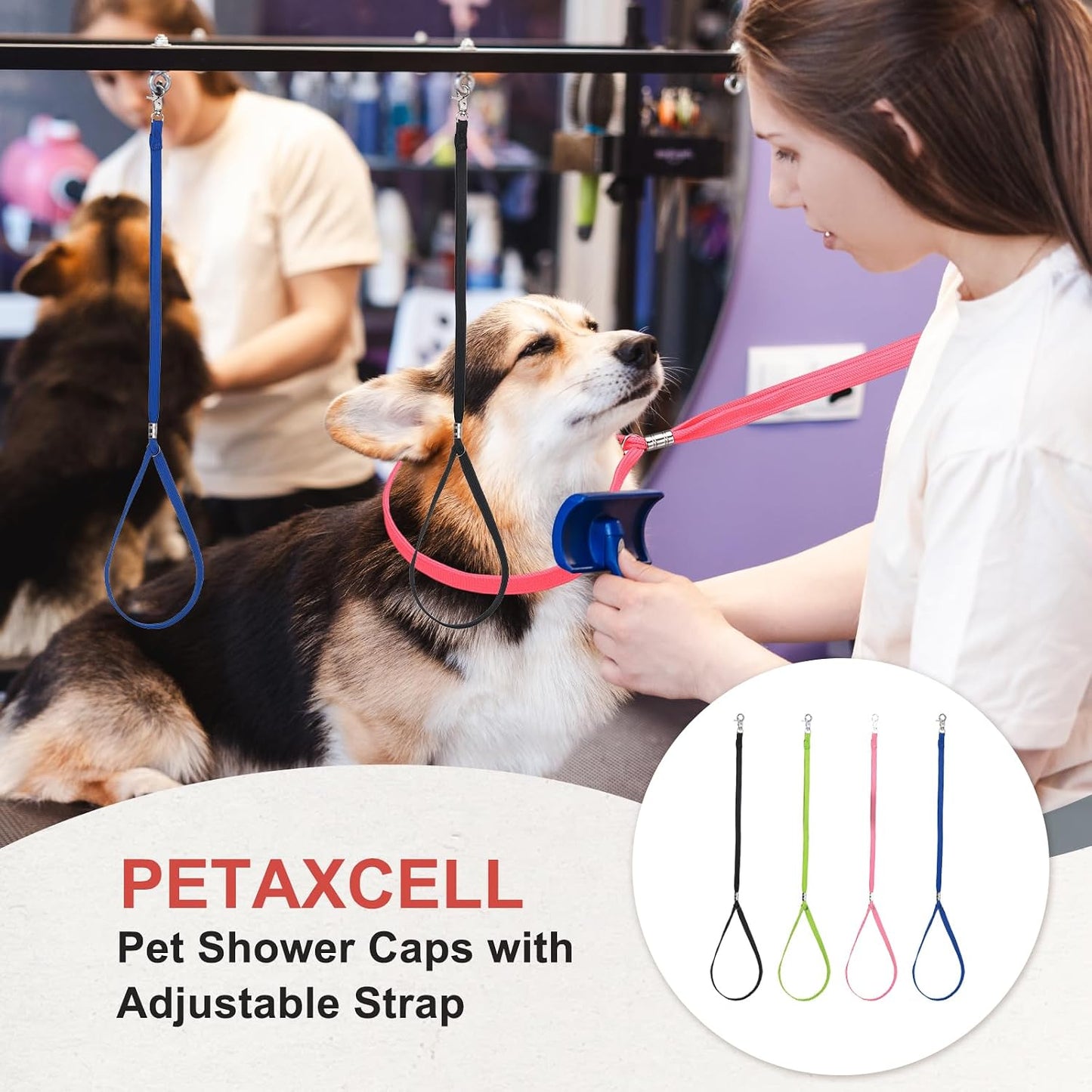 Pet Dog Grooming Loop, Dog Cat Safety Rope, Nylon Adjustable Groomer Helper Pet Grooming Loop Leash, (Pink, 2 Pcs), Intended for Small Medium Puppies/Bathing/Hair Cutting/Washing