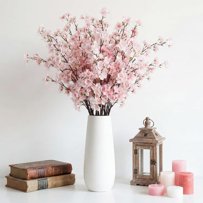 Giegxin 8 Pcs Silk Cherry Blossom Branches Cherry Blossom Tree Stems Long Stem Artificial Flowers for Tall Vase Flowers for Home Wedding Vase Floral Arrangements (Pink,43.3")