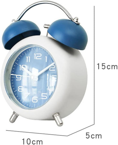 Alarm Clock, Metal 4 Inch Desk Table Analog Clock Silent with Night Light for Dormitory Home Office Travel Decor Alarm Clock (Pink)