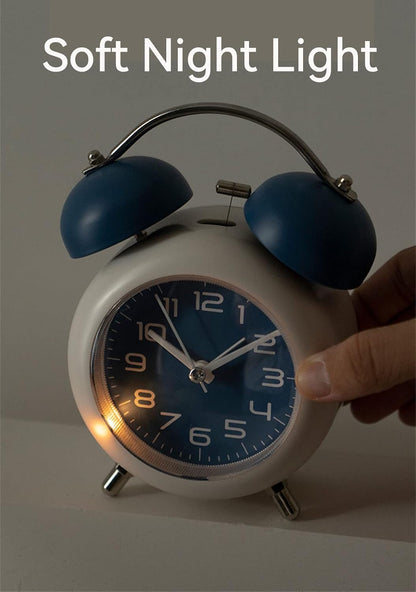 Alarm Clock, Metal 4 Inch Desk Table Analog Clock Silent with Night Light for Dormitory Home Office Travel Decor Alarm Clock (Pink)