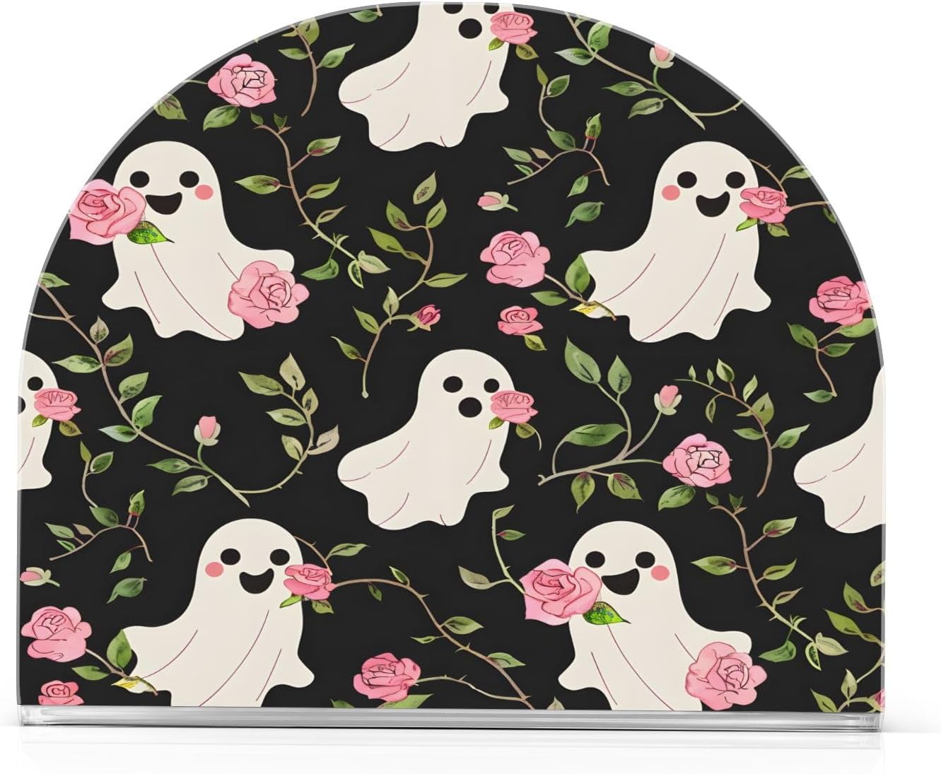 Ghost Pink Rose Pattern Napkin Holder for Table Kitchen Decor Acrylic Paper Napkin Holders for Tissue Dining Room Indoor Outdoor Party Holiday Accessories
