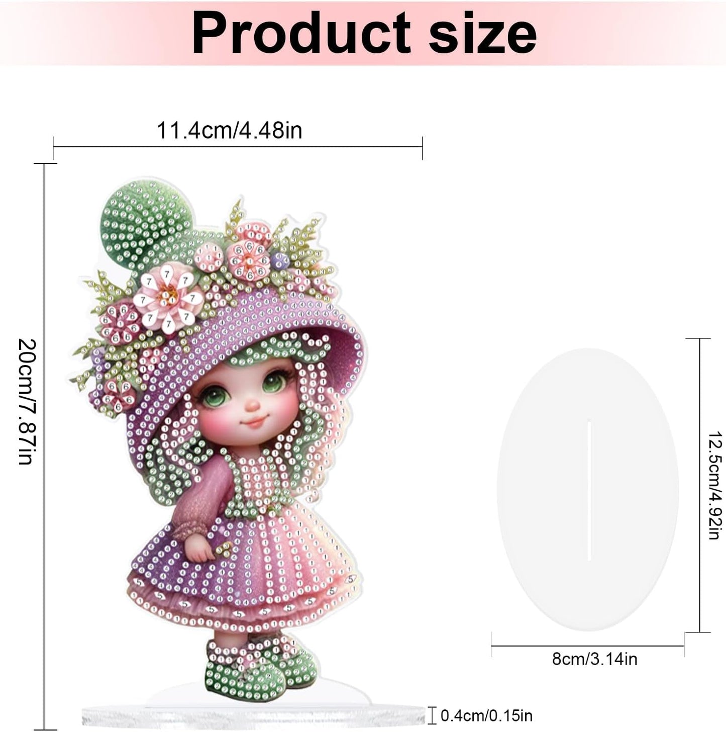 MVVMTOP Diamond Art Painting Tabletop Decoration, DIY Pink Doll, 5D Diamond Art Home Desktop Decoration By Number Mosaic Arts Crafts for Home Office Acrylic Tabletop Decor, Christmas Handmade Gift