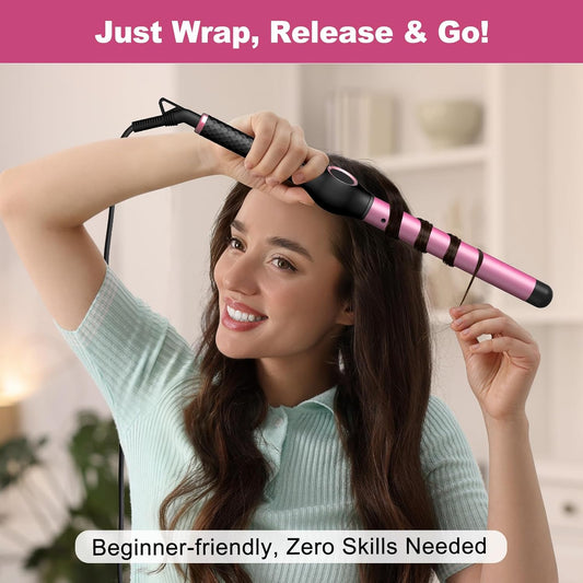 ORYNNE 1 Inch Curling Wand for Long Hair, Extra Long Barrel Ceramic Curling Wands, 7 Adjustable Heats for All Hair Type, 110-240V Dual Voltage Wand Curler, 60 Minutes Auto Shut Off