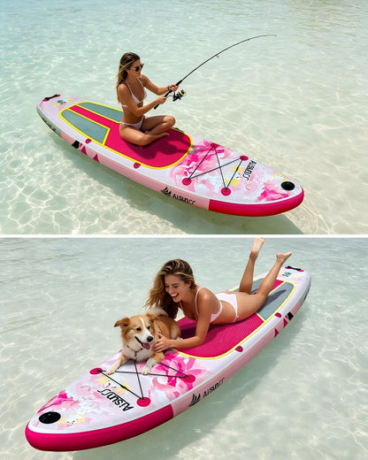 Inflatable Paddle Board for Adult, Paddle Board for All Skill Levels, Wide SUP Board with Primium Accessories Include SUP Carry Bag, Hand Pump, 10L Waterproof Bag