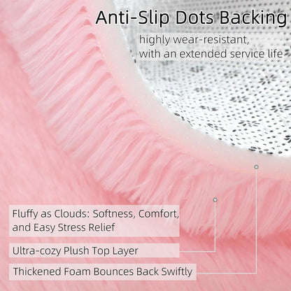 Shag Pink Small Rug 2x3 Area Rugs for Bedroom Dorm Bedside Living Room, Non-Slip Ultra Fluffy Soft Area Rugs for Entry, Kids Room, Study, Office, Playroom, Modern Small Carpet Décor