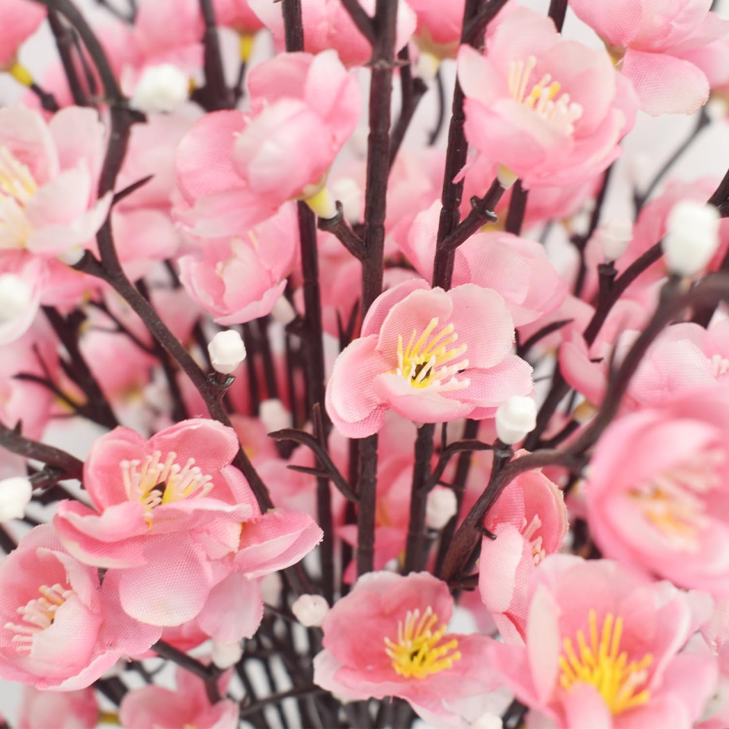 Artificial Cherry Flowers Branches 15PCS Silk Cherry Blossom Tree Stems Faux Cherry Flowers Vase Arrangements for Home Indoor Decoration Vase Table Living Room Bedroom Spring Decor (Pink)
