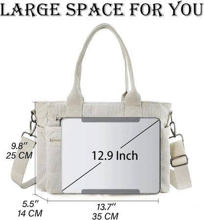 KAMEILONG Womens Casual Corduroy Tote Bags with Multiple Pockets Hobo Crossbody Bag Travel Shoulder Bags Cute Purse Handbag