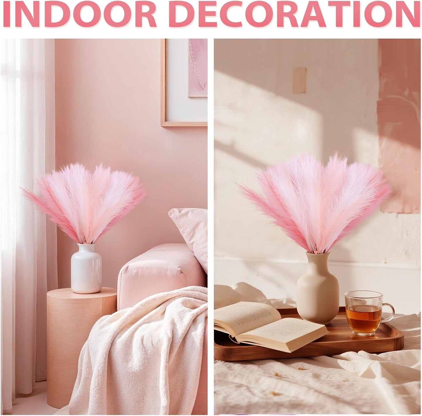 30pcs Pampas Grass Decor,21" Artificial Pompous Grass Bulk,Small Vase Filler Pompas Grass for Home Wedding Living Room Wall Party Decoration (White,Dark Pink,Light Pink, 21 Inch 30 Pcs)