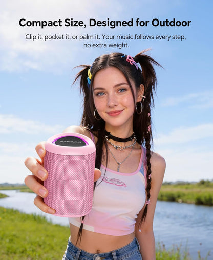 Portable Bluetooth Speaker Beach Essentials: Powerful Crystal Clear Sound/Dynamic Light/IPX5 Waterproof/All Day Playtime/Wireless BT 5.3/TWS Paring, Dad Gifts, Outdoor|Travel|Camping|Pool Accessories