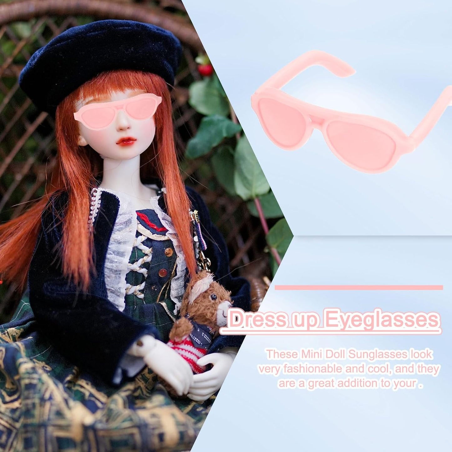 PATIKIL 84 Pcs Mini Figures Sunglasses, 1.3" Plastic Miniature Glasses Figures Costume Eyeglasses for Crafts Figures Making Supplies Accessories Cat Decoration, Pink