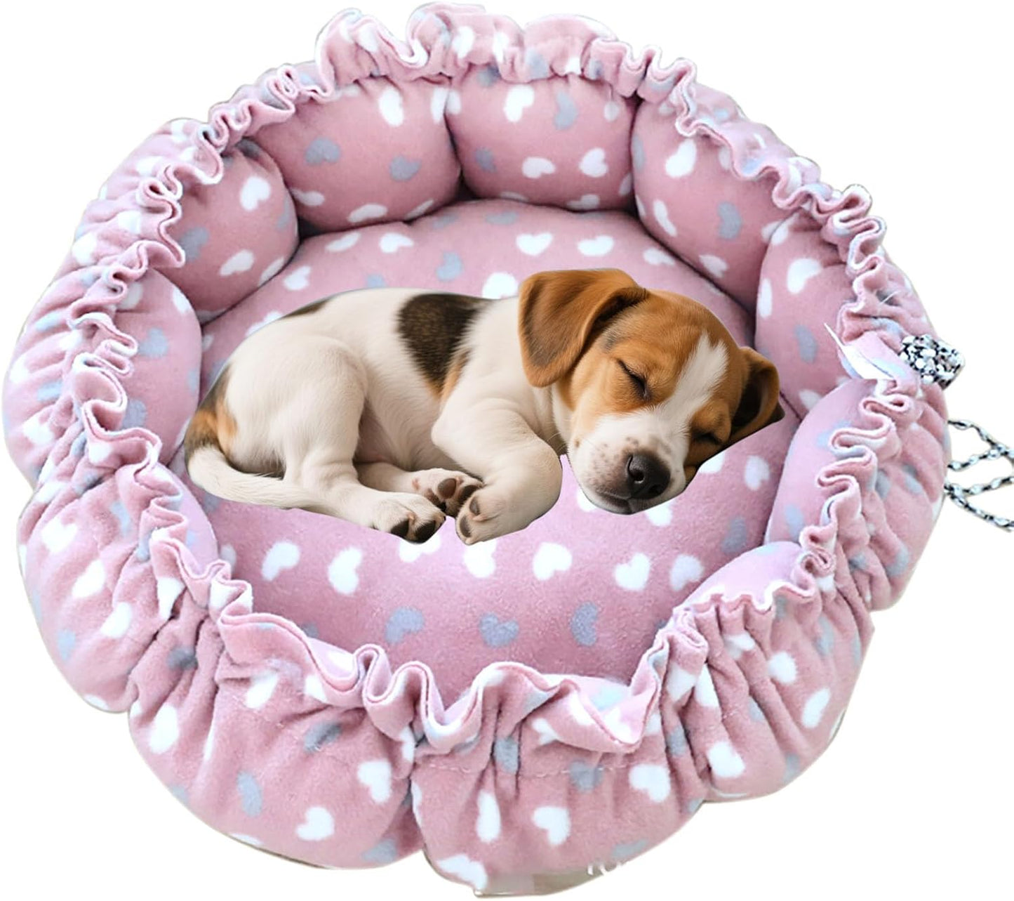 Cat Bed, 13 Inch Diameter Pink Cotton Pet Nest for Cat, Dog and Other Pets (Small)