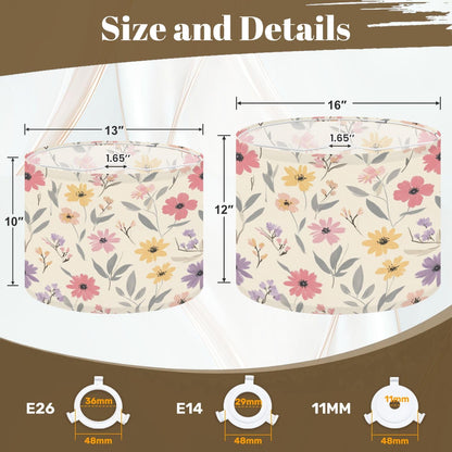 Large Lamp Shades for Floor Lamps Pastel Floral Soft Pink Yellow Purple Flowers Light Beige Easy Assembly Required Fabric Lamp Shades for Living Room Kitchen Room Decor 16x16x12in