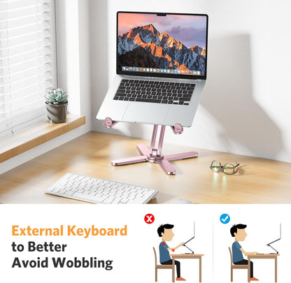 OMOTON 360° Rotating Laptop Stand Riser for Desk, Ergonomic Foldable Computer Stand Adjustable Height Angles for Collaborative Work, Easy Storage Fit Macbooks,All Laptops up to 16 inches, Pink