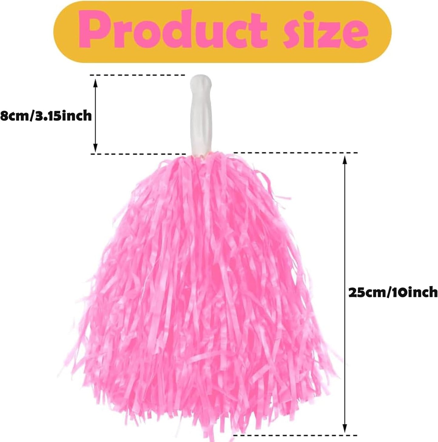 Comicfs 12 PCS Cheerleading Pom Poms Sports Dance Cheer Plastic Pom Pom with Plastic Handles for Sports Team Spirit Cheering, Party Dance Sports (Soft Plastic- Pink)