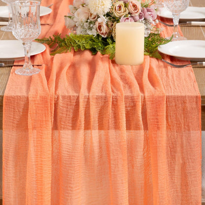Peach Cheesecloth Table Runner 1 Pack 120 inch 10FT Long Boho Rustic Gauze Cheese Cloth Table Runner for Spring Easter Wedding Baby Bridal Shower Birthday Home Decor