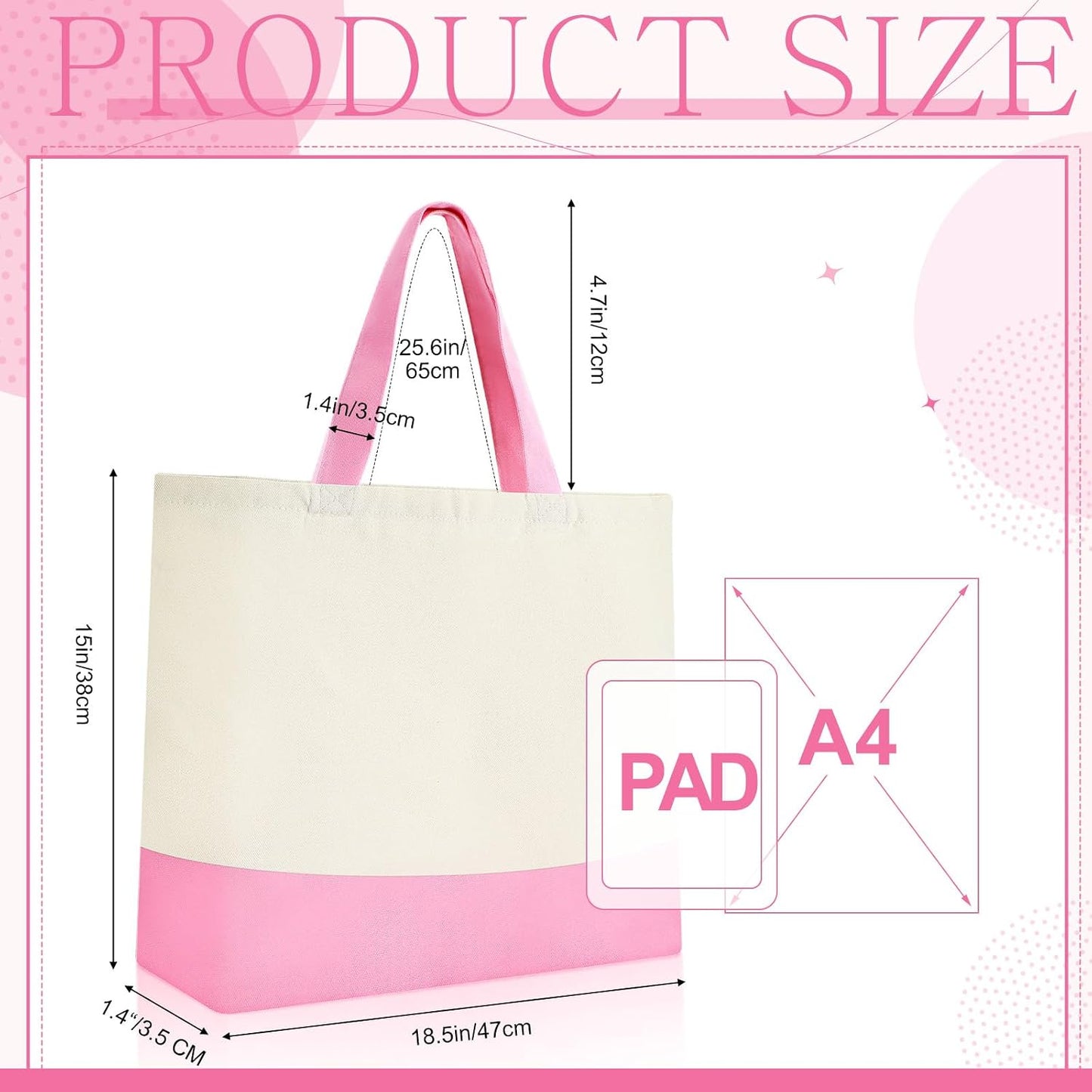 Epakh Canvas Tote Bags Bulk 18.5 x 15 Inch Reusable Grocery Shopping Bags Tote Luggage for Shopping