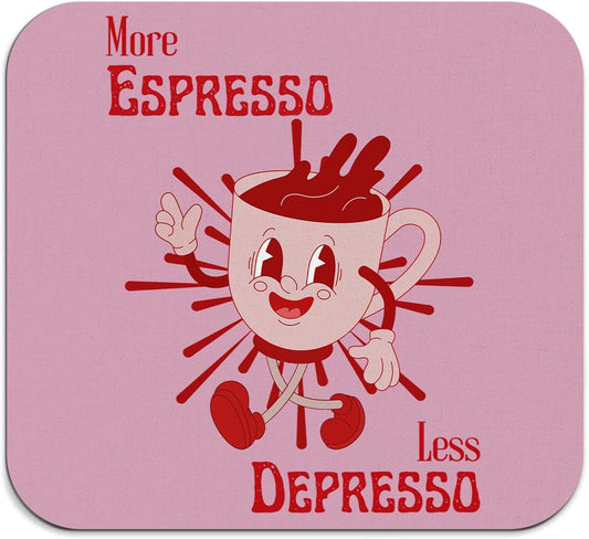 GZD More Espresso Less Depresso Coffee Mat - Hot Pink Espresso Coffee Bar Mat, 16x17.5 Inch, 062-JL-GZD-01