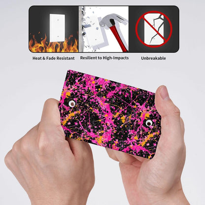 Neon Pink Abstract Paint Splatter Single Toggle Blank Wall Plate Light Switch Cover Decorative 1 Gang For Kitchen Room Bathroom Size 4.5" X 2.75"
