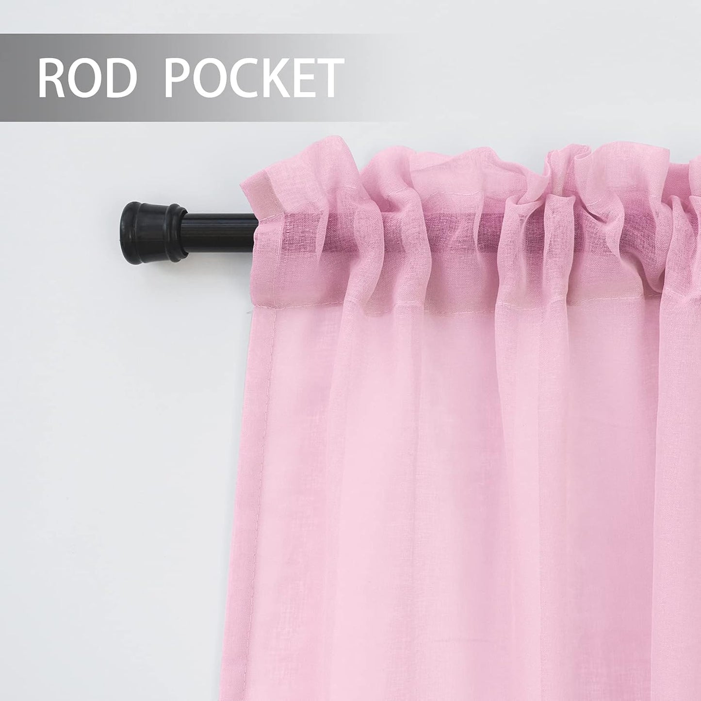 UPOPO Pink Valance 15 inches Long Sheer Curtain Valance Living Room Bedroom Kitchen Voile Transparent Light Filtering Valance Curtain Small Short Door Window Treatment 2 Panels Rod Pocket