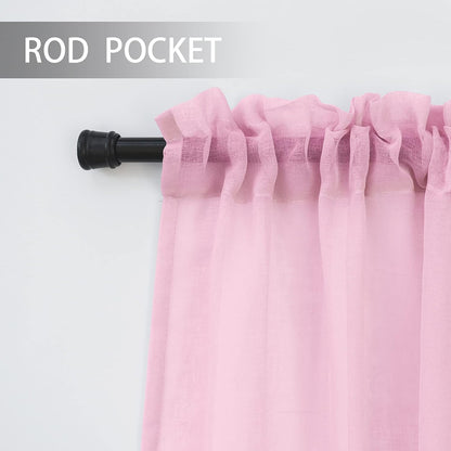 UPOPO Pink Valance 15 inches Long Sheer Curtain Valance Living Room Bedroom Kitchen Voile Transparent Light Filtering Valance Curtain Small Short Door Window Treatment 2 Panels Rod Pocket