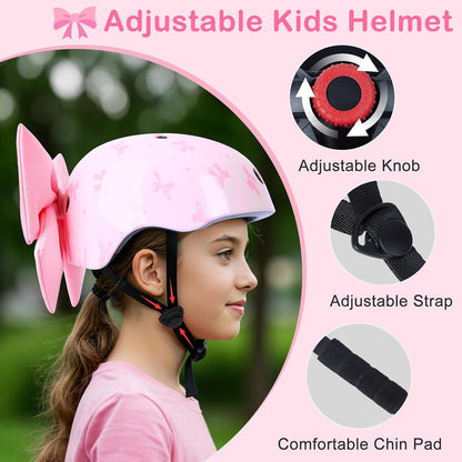 Helmet for Kids 3-8-14, Kids Bike Helmet with DIY Bow, Adjustable Toddler Youth Girls Helmets for Skating Bicycle Scooter Skateboard