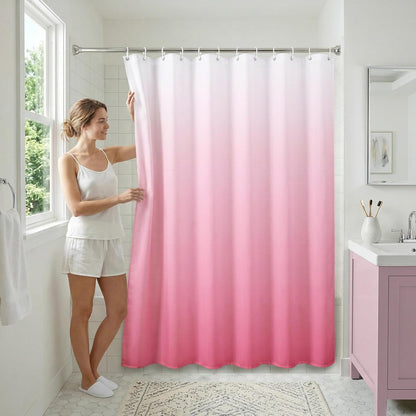 Americanflat 71x74 Pink Ombre Shower Curtain - Water-Resistant Long Shower Curtain with Durable Metal Grommets and 12 Hooks - 100% Polyester