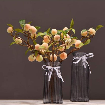Artificial Peach Tree Branches, Faux Fruit Realistic Fruit Bouquet Fake Peach Stem for Vase Kitchen Display Home Wedding Decoration