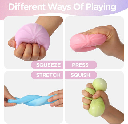 Dumpling Squishy, Viral Squishy Dumpling Mystery Box,Squishies Toys, Bao Bun Squeeze Stress Relief Fidget Toy,Holiday & Birthday Gifts for Kids Teens & Adults (Pink)