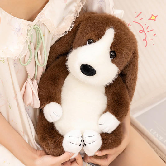 PEACH CAT Basset Hound Dog Stuffed Animal 14" Cute Puppy Plushies Soft Plush Toys Gifts for Kids Brown