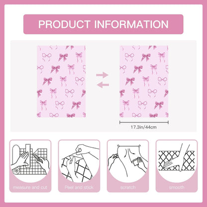 RUSPEPA Peel and Stick Wallpaper, 17.3 Inch x 6.5 Feet, Pink Bow Design Self Adhesive Removable Wallpaper Decorative Waterproof Contact Paper for Cabinets, Walls