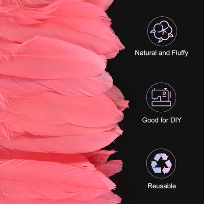 M METERXITY Goose Feathers Trim Fringe, 2 Yards 6-8" Natural Fluffy Feather Trim for Crafting/DIY Sewing/Party Clothing/Wedding Dress Decoration/Dream Catcher [Peach]