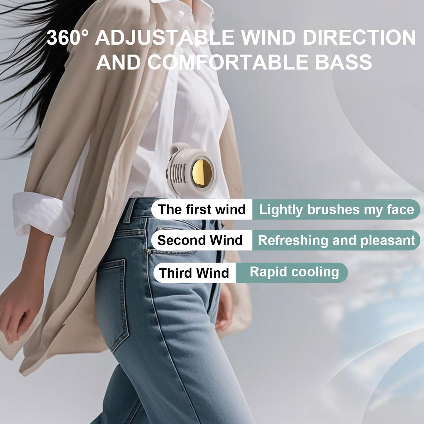 Portable Silent Mini Bladeless Fan, 3 Speeds & Queit, Hands Free Shirt and Waist Clips Whirlwind Fans,Suitable for Outdoor & Travel & Office (1PC-Pink)