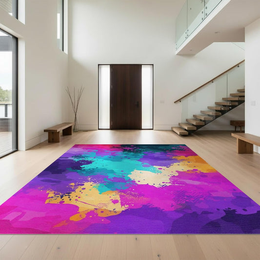 Design&I 5'x7' Smooth Finish Abstract Abstract Washable Mat, Pink for Guest Room, Lounge, Apartment, Flatweave & Snag-Free Daily Traffic Ready Area Rug | 2142251
